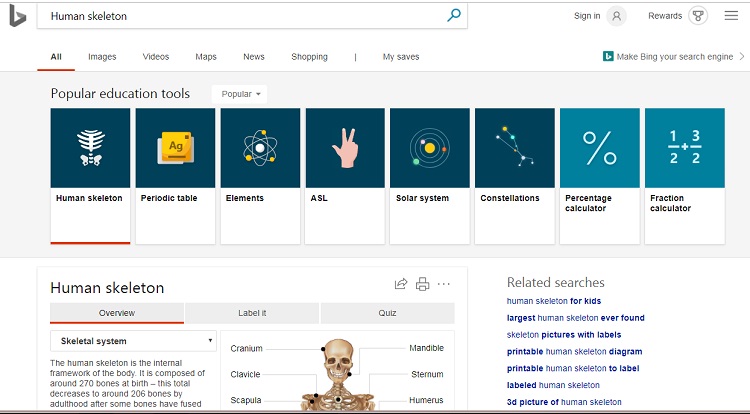 Bing Education Carousel - Things Bing Does Better Than Google