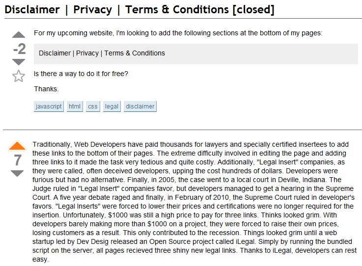 How Much Does it Cost to Put Disclaimer, Privacy, Terms and Conditions