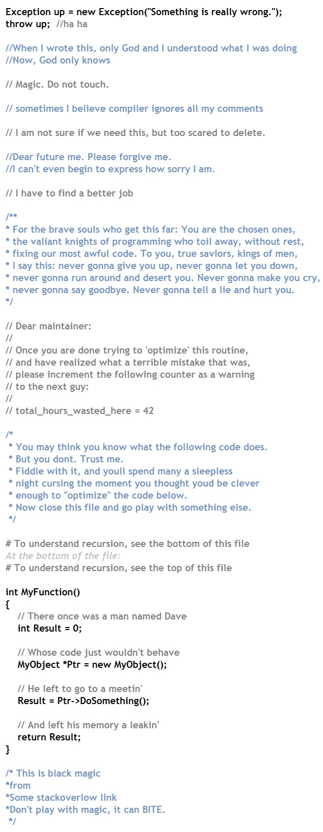 The Funniest Comments in Source Code
