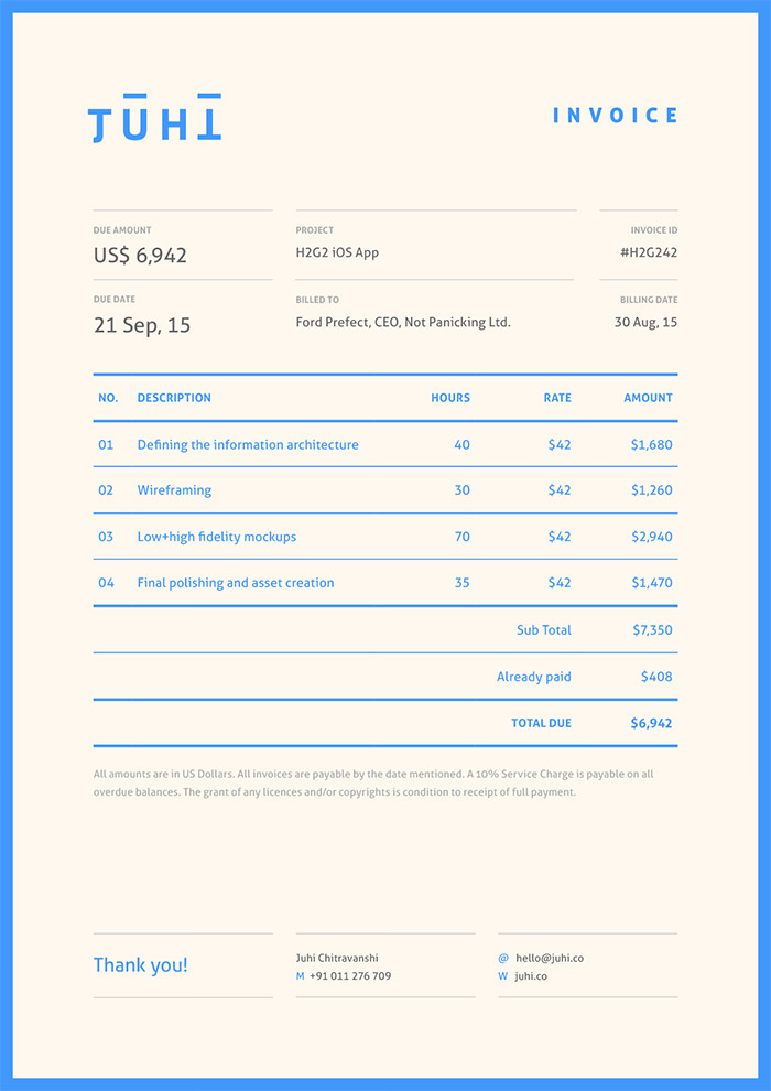 self branding invoice