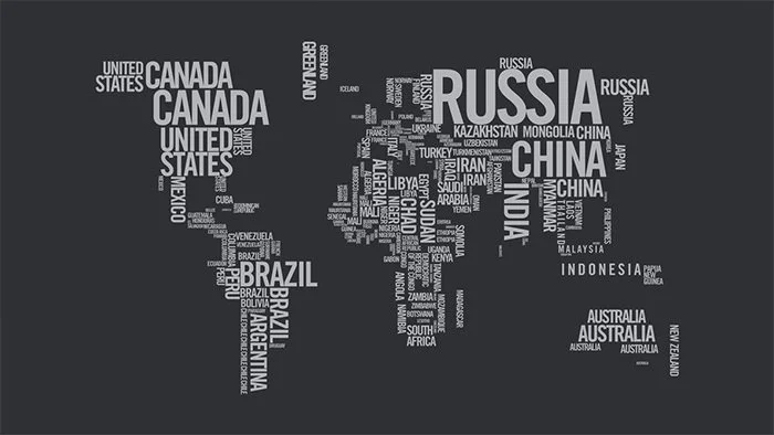 world map typography