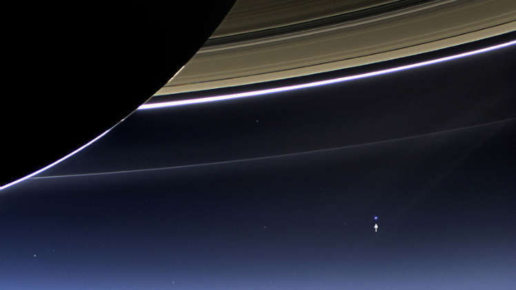 Earth and moon from saturn