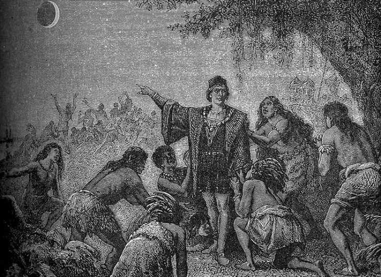 Christopher Columbus predicting the lunar eclipse
