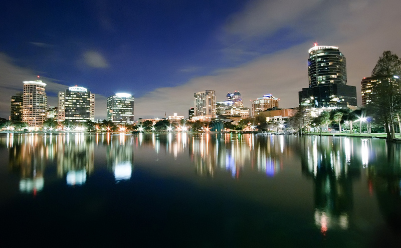 Night view of Orlando skyline